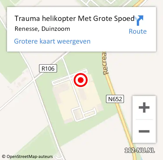 Locatie op kaart van de 112 melding: Trauma helikopter Met Grote Spoed Naar Renesse, Duinzoom op 31 januari 2024 17:05