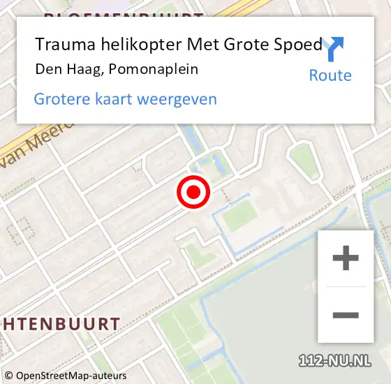 Locatie op kaart van de 112 melding: Trauma helikopter Met Grote Spoed Naar Den Haag, Pomonaplein op 31 januari 2024 17:21