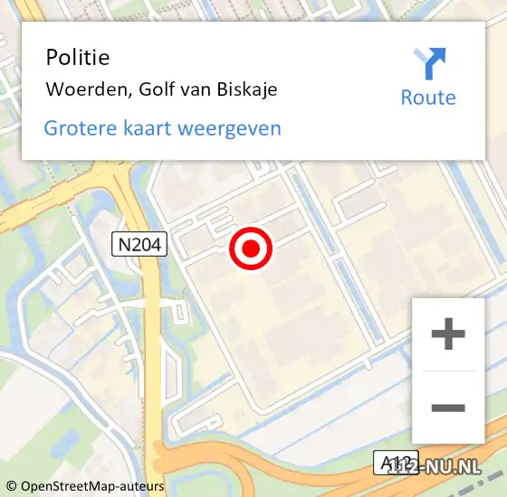 Locatie op kaart van de 112 melding: Politie Woerden, Golf van Biskaje op 31 januari 2024 17:27