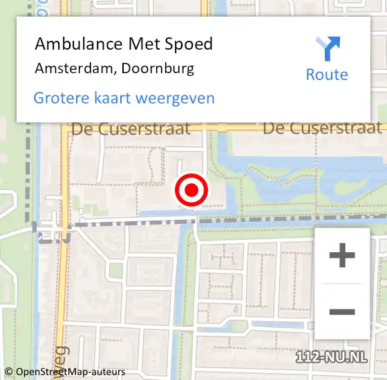Locatie op kaart van de 112 melding: Ambulance Met Spoed Naar Amsterdam, Doornburg op 31 januari 2024 17:41