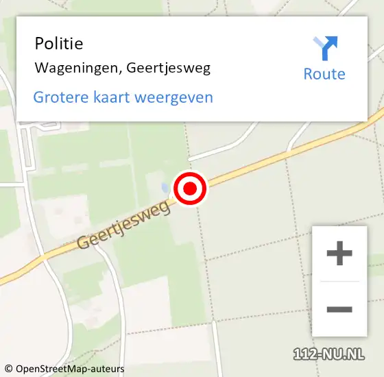 Locatie op kaart van de 112 melding: Politie Wageningen, Geertjesweg op 24 september 2014 09:13