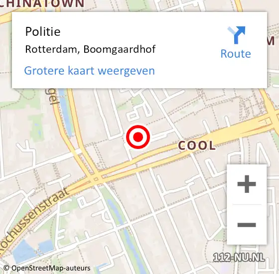 Locatie op kaart van de 112 melding: Politie Rotterdam, Boomgaardhof op 31 januari 2024 18:05