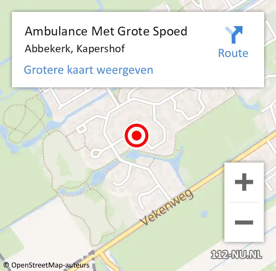 Locatie op kaart van de 112 melding: Ambulance Met Grote Spoed Naar Abbekerk, Kapershof op 31 januari 2024 18:07