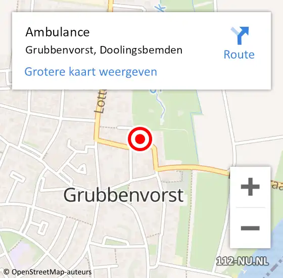 Locatie op kaart van de 112 melding: Ambulance Grubbenvorst, Doolingsbemden op 24 september 2014 09:15