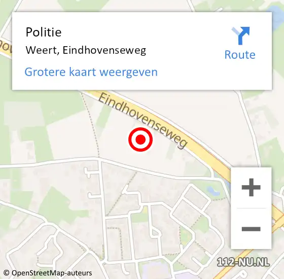 Locatie op kaart van de 112 melding: Politie Weert, Eindhovenseweg op 31 januari 2024 18:39