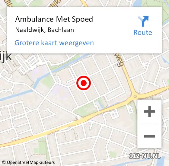 Locatie op kaart van de 112 melding: Ambulance Met Spoed Naar Naaldwijk, Bachlaan op 31 januari 2024 18:39