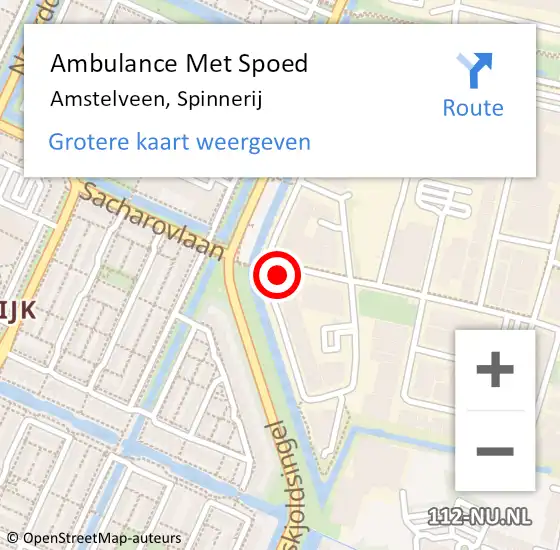 Locatie op kaart van de 112 melding: Ambulance Met Spoed Naar Amstelveen, Spinnerij op 31 januari 2024 19:06