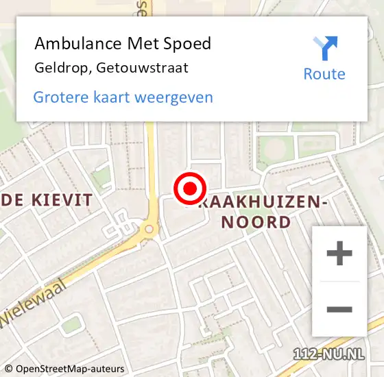 Locatie op kaart van de 112 melding: Ambulance Met Spoed Naar Geldrop, Getouwstraat op 24 september 2014 09:28