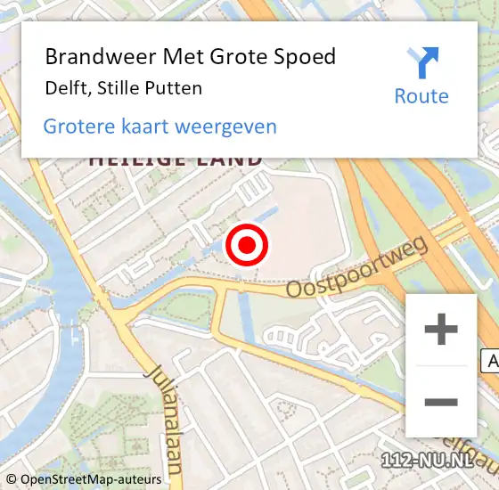 Locatie op kaart van de 112 melding: Brandweer Met Grote Spoed Naar Delft, Stille Putten op 31 januari 2024 20:11