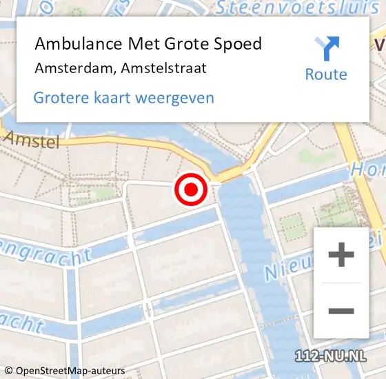 Locatie op kaart van de 112 melding: Ambulance Met Grote Spoed Naar Amsterdam, Amstelstraat op 31 januari 2024 20:43