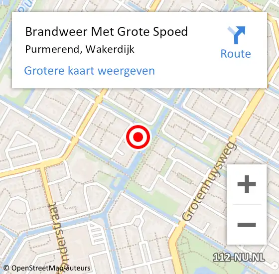 Locatie op kaart van de 112 melding: Brandweer Met Grote Spoed Naar Purmerend, Wakerdijk op 31 januari 2024 21:03