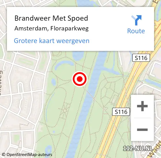 Locatie op kaart van de 112 melding: Brandweer Met Spoed Naar Amsterdam, Floraparkweg op 31 januari 2024 21:15