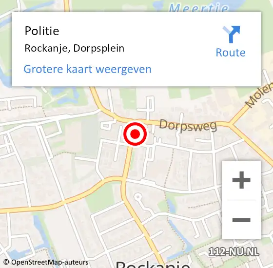 Locatie op kaart van de 112 melding: Politie Rockanje, Dorpsplein op 31 januari 2024 22:27