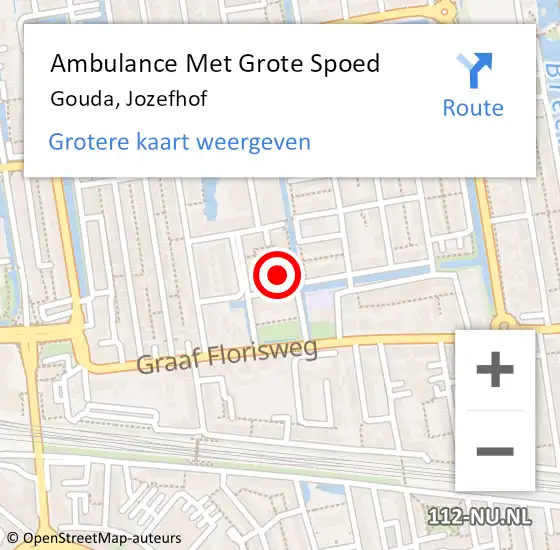 Locatie op kaart van de 112 melding: Ambulance Met Grote Spoed Naar Gouda, Jozefhof op 31 januari 2024 22:52