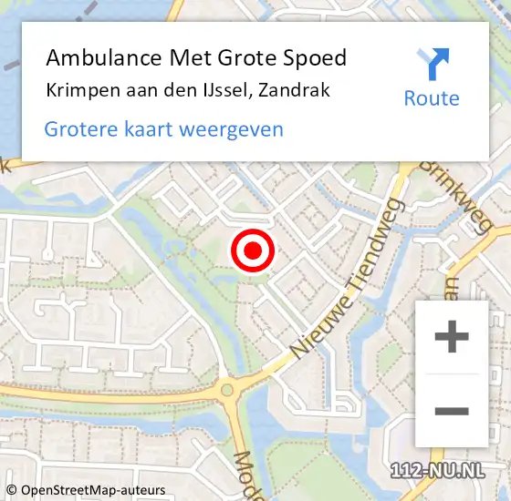 Locatie op kaart van de 112 melding: Ambulance Met Grote Spoed Naar Krimpen aan den IJssel, Zandrak op 31 januari 2024 23:23
