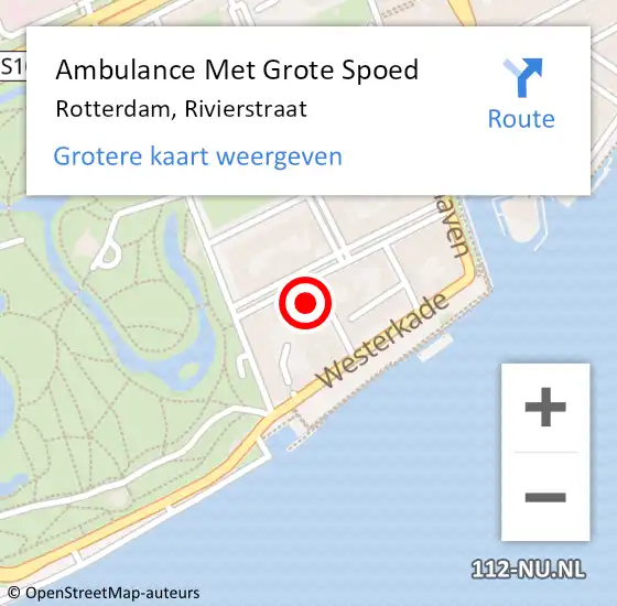 Locatie op kaart van de 112 melding: Ambulance Met Grote Spoed Naar Rotterdam, Rivierstraat op 31 januari 2024 23:50