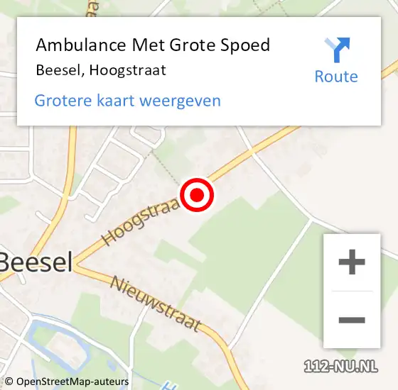 Locatie op kaart van de 112 melding: Ambulance Met Grote Spoed Naar Beesel, Hoogstraat op 1 februari 2024 01:53