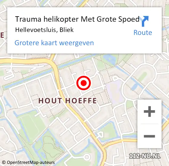 Locatie op kaart van de 112 melding: Trauma helikopter Met Grote Spoed Naar Hellevoetsluis, Bliek op 1 februari 2024 02:39