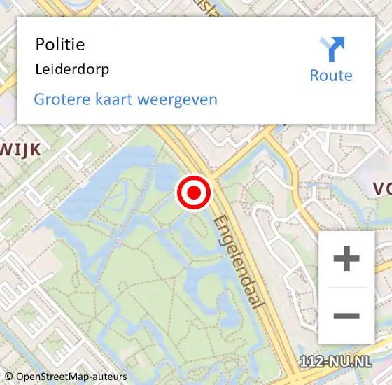 Locatie op kaart van de 112 melding: Politie Leiderdorp op 1 februari 2024 02:51