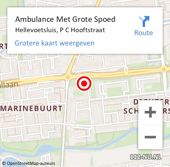 Locatie op kaart van de 112 melding: Ambulance Met Grote Spoed Naar Hellevoetsluis, P C Hooftstraat op 1 februari 2024 04:00