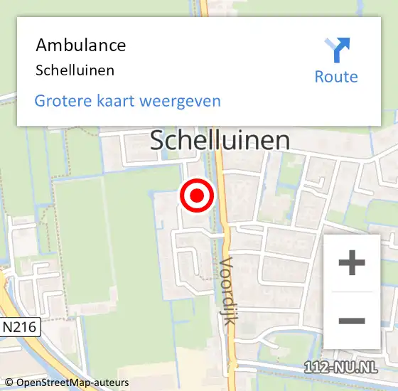 Locatie op kaart van de 112 melding: Ambulance Schelluinen op 1 februari 2024 04:22