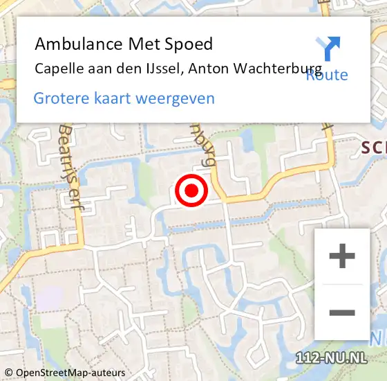 Locatie op kaart van de 112 melding: Ambulance Met Spoed Naar Capelle aan den IJssel, Anton Wachterburg op 1 februari 2024 05:45