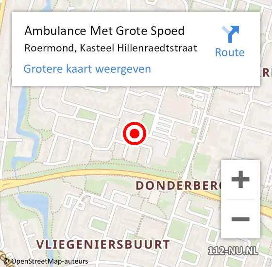Locatie op kaart van de 112 melding: Ambulance Met Grote Spoed Naar Roermond, Kasteel Hillenraedtstraat op 1 februari 2024 06:23