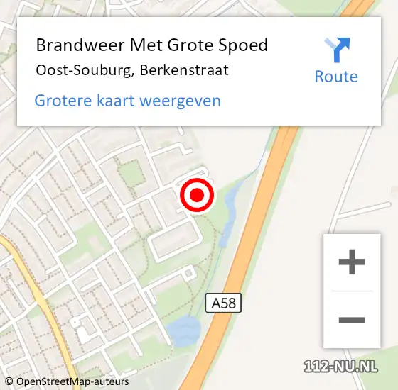 Locatie op kaart van de 112 melding: Brandweer Met Grote Spoed Naar Oost-Souburg, Berkenstraat op 1 februari 2024 06:36