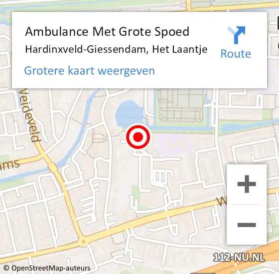 Locatie op kaart van de 112 melding: Ambulance Met Grote Spoed Naar Hardinxveld-Giessendam, Het Laantje op 1 februari 2024 06:43