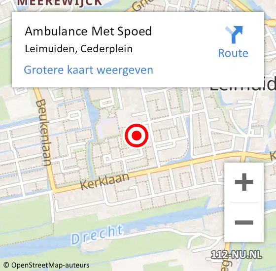 Locatie op kaart van de 112 melding: Ambulance Met Spoed Naar Leimuiden, Cederplein op 1 februari 2024 07:01