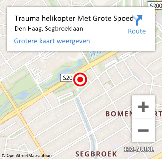 Locatie op kaart van de 112 melding: Trauma helikopter Met Grote Spoed Naar Den Haag, Segbroeklaan op 1 februari 2024 07:23