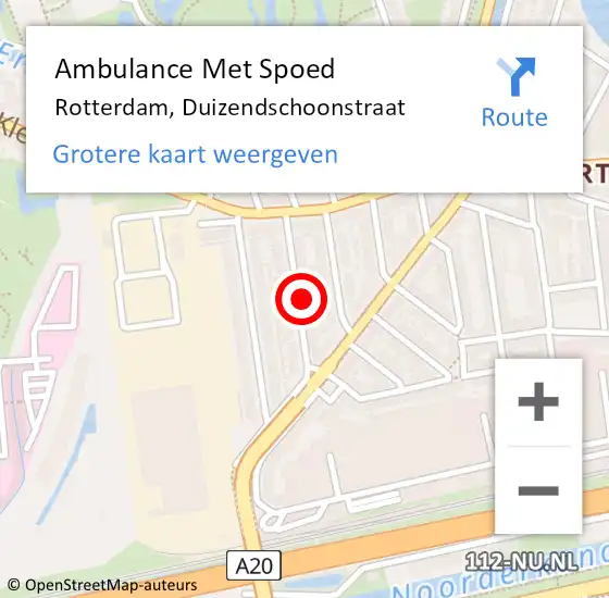 Locatie op kaart van de 112 melding: Ambulance Met Spoed Naar Rotterdam, Duizendschoonstraat op 1 februari 2024 07:34