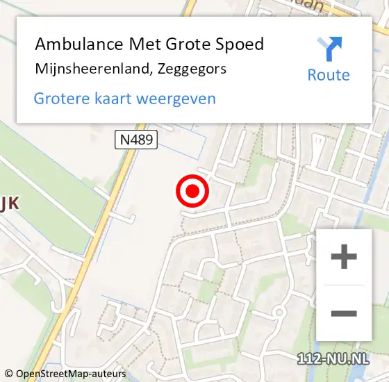 Locatie op kaart van de 112 melding: Ambulance Met Grote Spoed Naar Mijnsheerenland, Zeggegors op 1 februari 2024 08:15