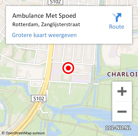 Locatie op kaart van de 112 melding: Ambulance Met Spoed Naar Rotterdam, Zanglijsterstraat op 1 februari 2024 08:31