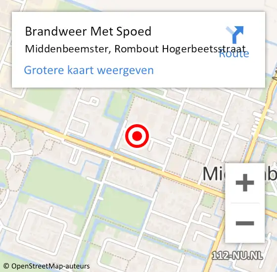 Locatie op kaart van de 112 melding: Brandweer Met Spoed Naar Middenbeemster, Rombout Hogerbeetsstraat op 1 februari 2024 08:39