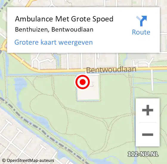 Locatie op kaart van de 112 melding: Ambulance Met Grote Spoed Naar Benthuizen, Bentwoudlaan op 1 februari 2024 08:56