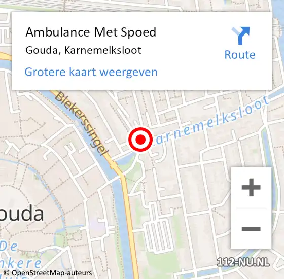 Locatie op kaart van de 112 melding: Ambulance Met Spoed Naar Gouda, Karnemelksloot op 1 februari 2024 08:56