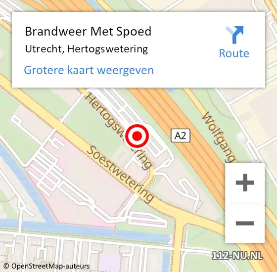 Locatie op kaart van de 112 melding: Brandweer Met Spoed Naar Utrecht, Hertogswetering op 1 februari 2024 08:56