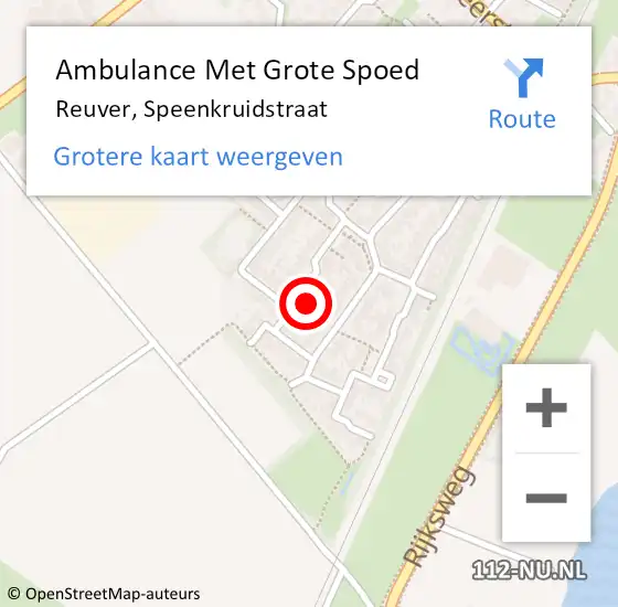 Locatie op kaart van de 112 melding: Ambulance Met Grote Spoed Naar Reuver, Speenkruidstraat op 1 februari 2024 09:09