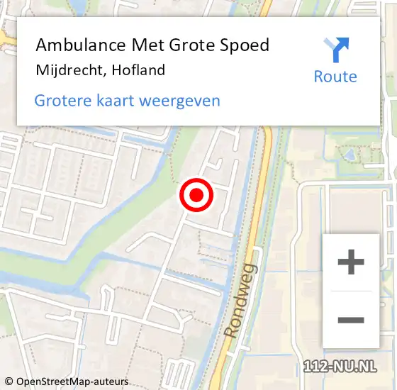 Locatie op kaart van de 112 melding: Ambulance Met Grote Spoed Naar Mijdrecht, Hofland op 1 februari 2024 09:25