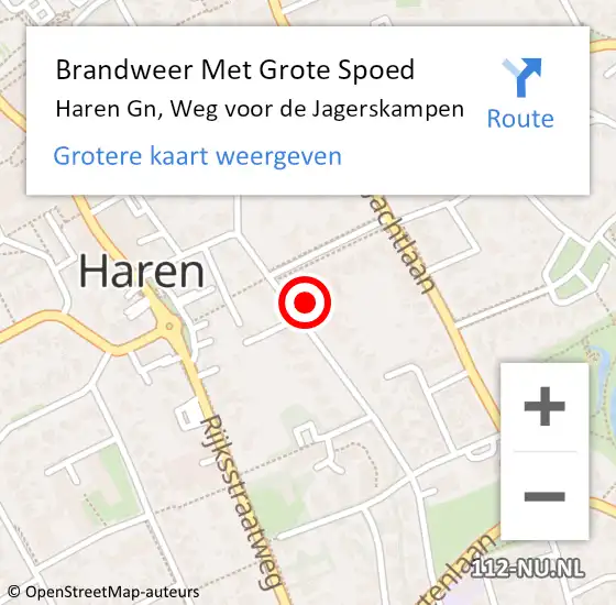 Locatie op kaart van de 112 melding: Brandweer Met Grote Spoed Naar Haren Gn, Weg voor de Jagerskampen op 1 februari 2024 09:31