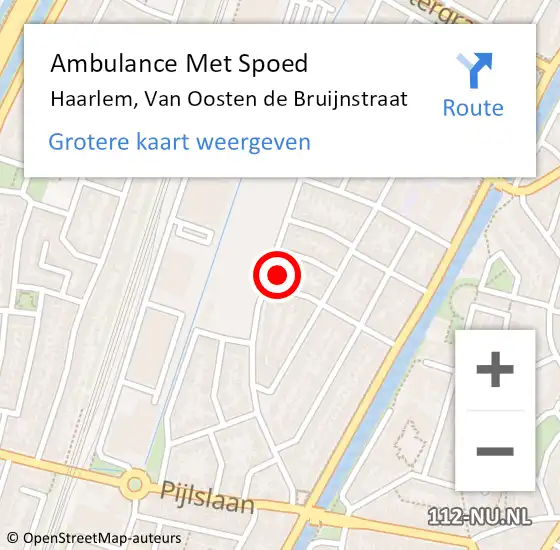 Locatie op kaart van de 112 melding: Ambulance Met Spoed Naar Haarlem, Van Oosten de Bruijnstraat op 1 februari 2024 09:31