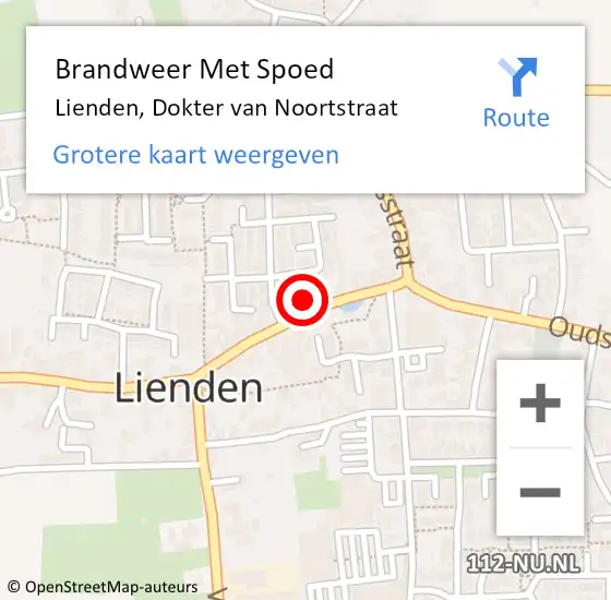 Locatie op kaart van de 112 melding: Brandweer Met Spoed Naar Lienden, Dokter van Noortstraat op 1 februari 2024 09:36