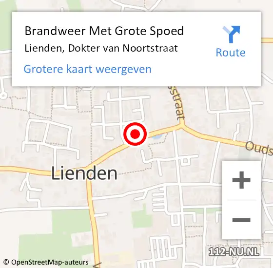 Locatie op kaart van de 112 melding: Brandweer Met Grote Spoed Naar Lienden, Dokter van Noortstraat op 1 februari 2024 09:36