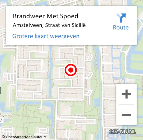 Locatie op kaart van de 112 melding: Brandweer Met Spoed Naar Amstelveen, Straat van Sicilië op 1 februari 2024 09:40