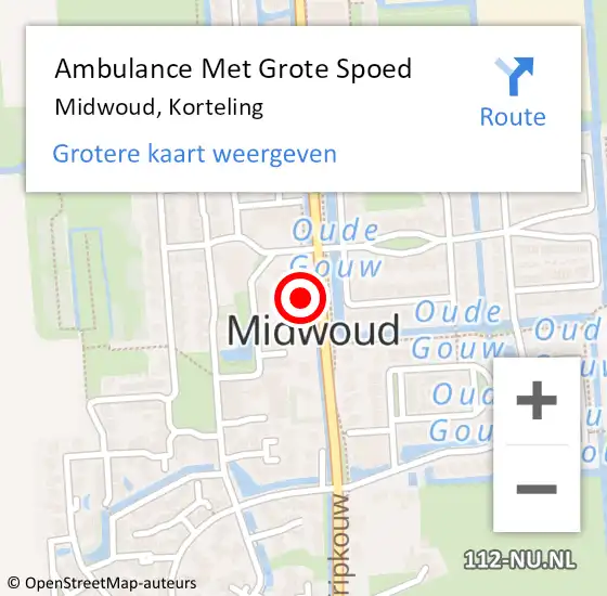 Locatie op kaart van de 112 melding: Ambulance Met Grote Spoed Naar Midwoud, Korteling op 1 februari 2024 10:04