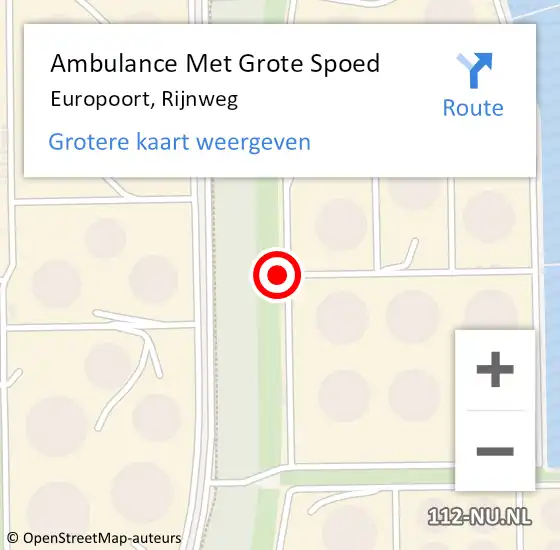 Locatie op kaart van de 112 melding: Ambulance Met Grote Spoed Naar Europoort, Rijnweg op 1 februari 2024 10:04