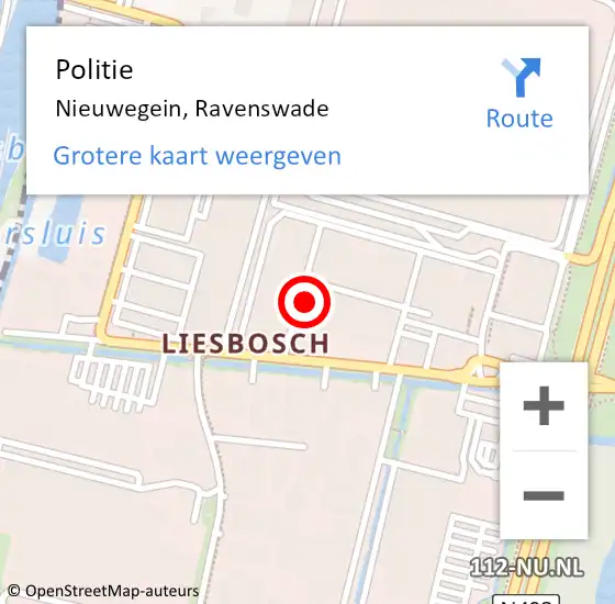 Locatie op kaart van de 112 melding: Politie Nieuwegein, Ravenswade op 1 februari 2024 10:06