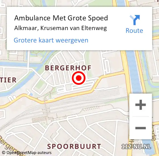 Locatie op kaart van de 112 melding: Ambulance Met Grote Spoed Naar Alkmaar, Kruseman van Eltenweg op 1 februari 2024 10:32