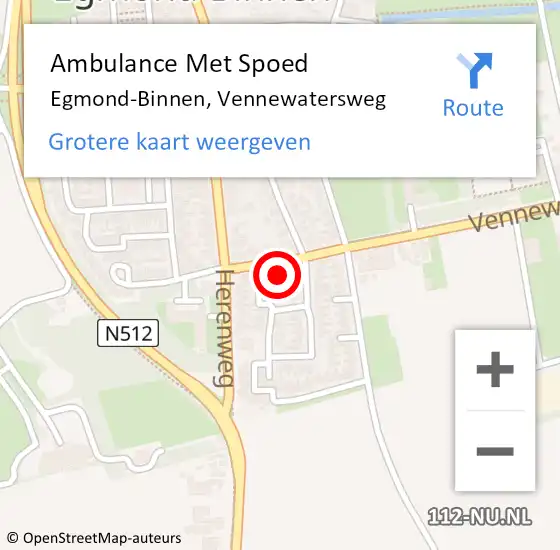 Locatie op kaart van de 112 melding: Ambulance Met Spoed Naar Egmond-Binnen, Vennewatersweg op 1 februari 2024 10:37